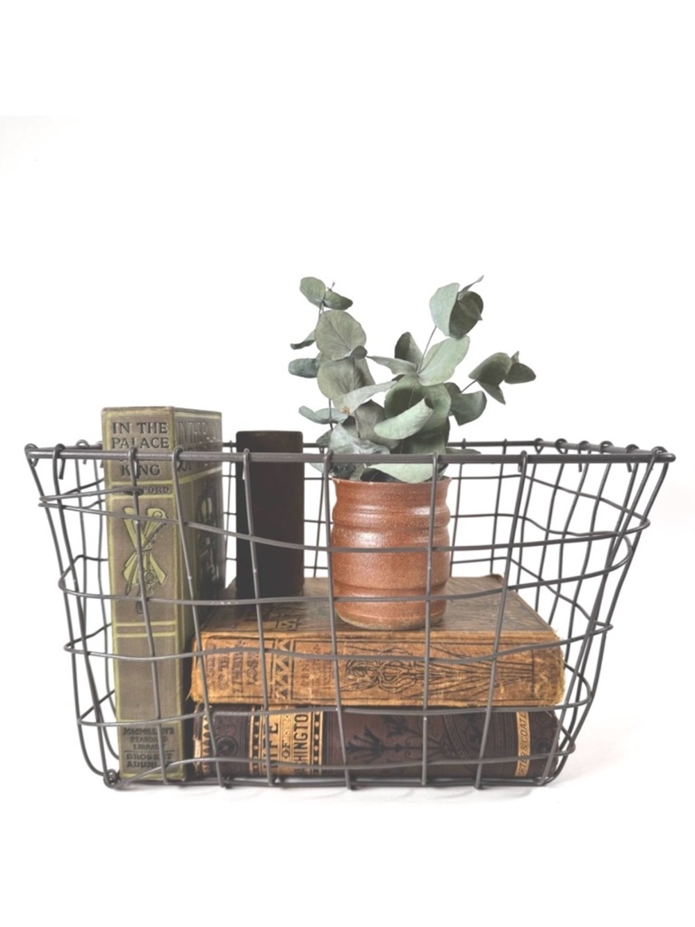 Vintage Farmhouse Wire Basket | Primitive Rustic Storage | Large